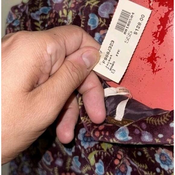 Free people Blazer Jacket 8 Velvet Floral Goth NWT Preppy Academia Grannycore - Picture 7 of 10